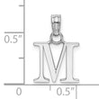 10K White Gold Polished M Block Initial Charm