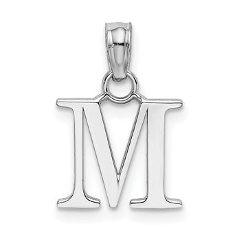 10K White Gold Polished M Block Initial Charm