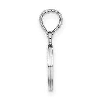 10K White Gold Polished O Block Initial Charm