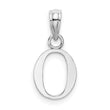 10K White Gold Polished O Block Initial Charm