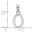 10K White Gold Polished O Block Initial Charm
