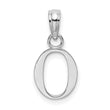 10K White Gold Polished O Block Initial Charm