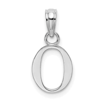 10K White Gold Polished O Block Initial Charm