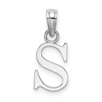 10K White Gold Polished S Block Initial Charm