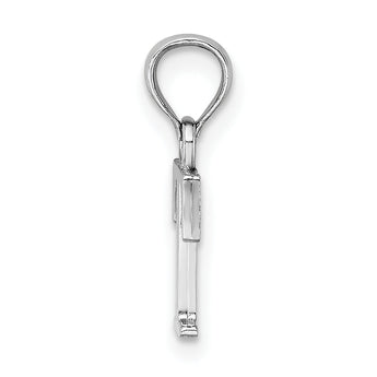 10K White Gold Polished T Block Initial Charm