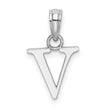 10K White Gold Polished V Block Initial Charm
