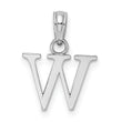 10K White Gold Polished W Block Initial Charm