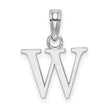 10K White Gold Polished W Block Initial Charm
