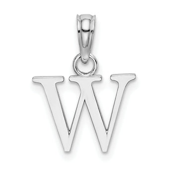 10K White Gold Polished W Block Initial Charm