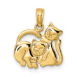 10K 3-D Polished Two Kittens Charm