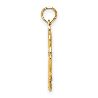 10K 3-D Polished Sitting Cat w/Bow Charm