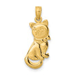 10K 3-D Polished Sitting Cat w/Bow Charm