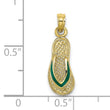 10K 3D W/ Green Enamel Single Flip-Flop Charm