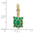 10K w/ Green Enamel Tortoise Charm