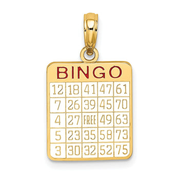 10K w/ Enamel Bingo Card Charm