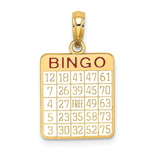10K w/ Enamel Bingo Card Charm
