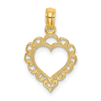 10K Heart w/ Lace Trim Charm