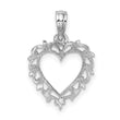 10K White Gold Heart w/ Lace Trim Charm