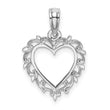 10K White Gold Heart w/ Lace Trim Charm