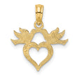 10K Heart w/ Love Birds Charm