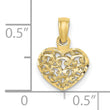 10K 3-D and D/C Mini Puffed Heart Charm