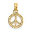 10K Flat and Textured Mini Peace Sign Charm