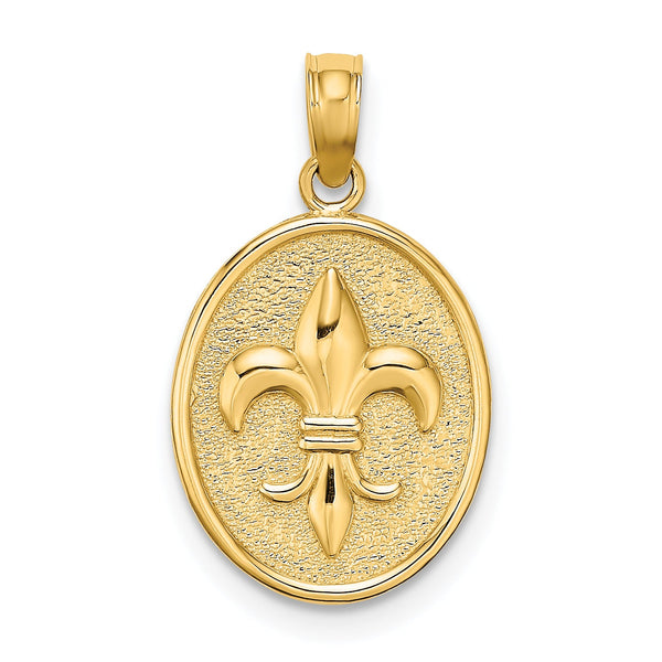 10K Fleur de Lis on Oval Disc Charm