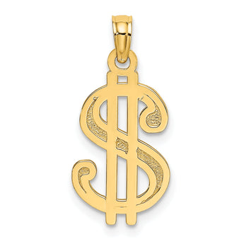 10K Textured Dollar Sign Charm