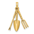 10K 3-D Moveable Garden Hand Tool Collection Charm