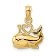 10K Polished  I HEART WHALES Charm