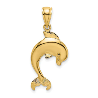10K Polished Dolphin Jumping Charm