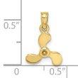 10K 3-D Polished Mini Three Blade Propeller Charm
