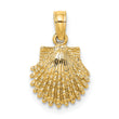 10K 2-D Beaded Scallop Shell Charm