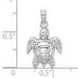 10K White Gold 2-D Textured Sea Turtle Charm