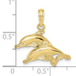 10K 2-D Polished /Engraved Dolphins Charm