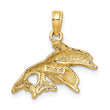 10K Polished Double Dolphins Jumping Charm