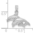 10K White Gold Polished Double Dolphins Jumping Charm