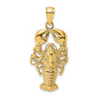 10K 2-D Textured Maine Lobster Charm