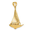 10K 3-D Polished Sailboat Charm