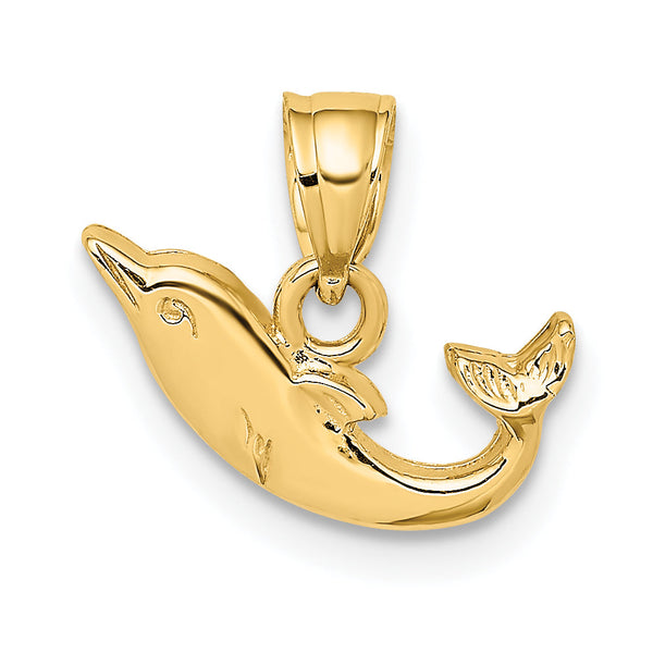 10K Polished Mini Dolphin Charm