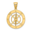 10K Nautical Compass W/Moveable Needle Charm