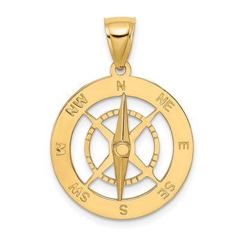 10K Nautical Compass W/Moveable Needle Charm