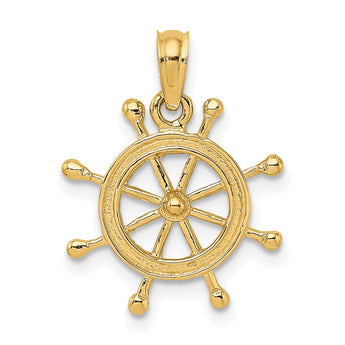 10K 2-D Ship Wheel Charm