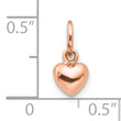 10K Rose Gold Polished 3-D Heart Charm