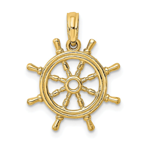 10K 3-D Ships Wheel Charm