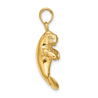 10k 3-D Polished Manatee Charm