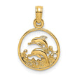 10K Two Dolphins in Circle Charm