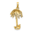 10K 2-D Textured Single Palm Tree Charm