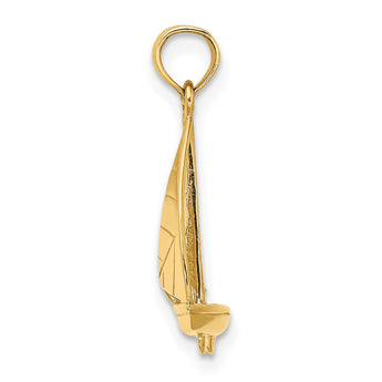 10K 3-D Polished Sailboat Charm