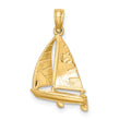 10K 3-D Polished Sailboat Charm